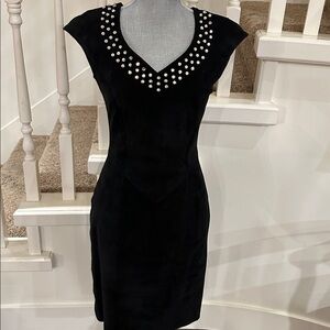 Danier genuine suede leather rhinestone gem dress